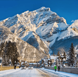 Beautiful landscape of the BANFF mountain range from the city